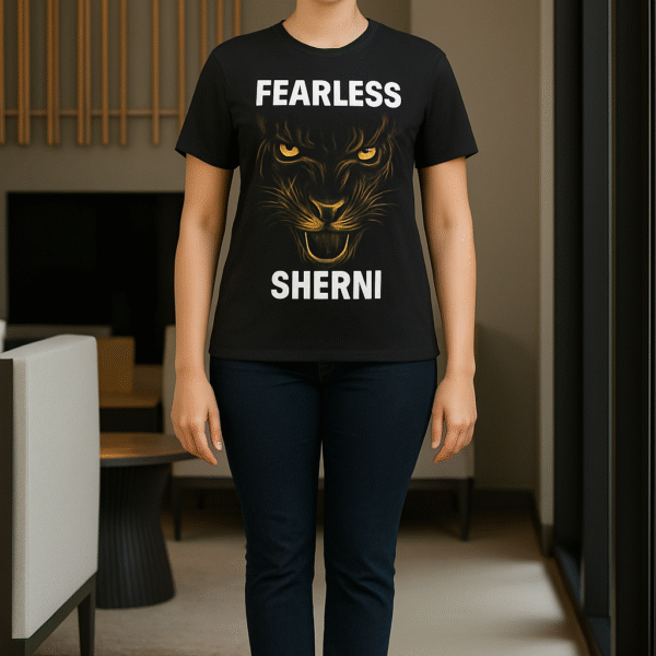 Tisarta "Fearless Sherni" Black Graphic T-Shirt