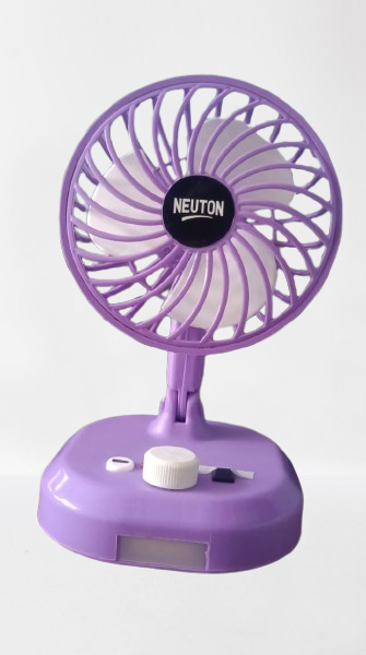 Neuton Portable Fan With 6 Speed Switch With Led Light Rechargeable (Assorted Color)