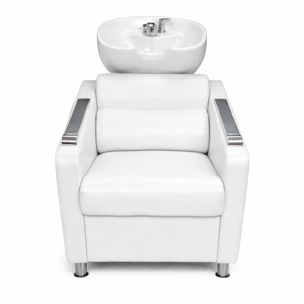 Premium Salon Shampoo Chair with Ceramic Wash Basin – Luxury Hair Wash Station for Beauty Parlour & Spa (White)