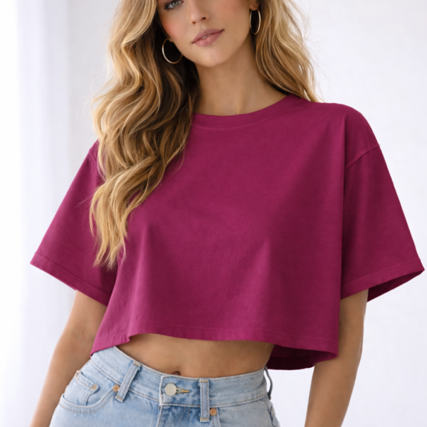RoseBerry Relaxed Premium Oversize Fit Crop-Top Tshirt