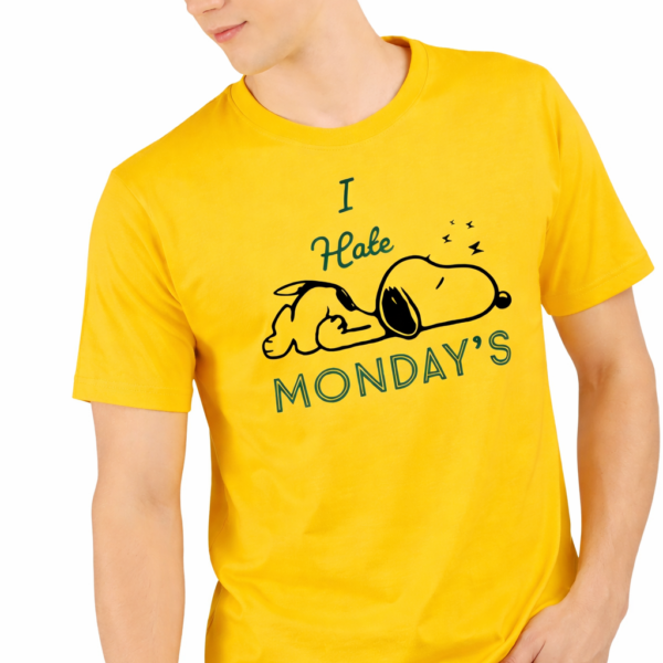 Yellow Snoopy Design Cotton Regular Use Office Use College Use Tshirts